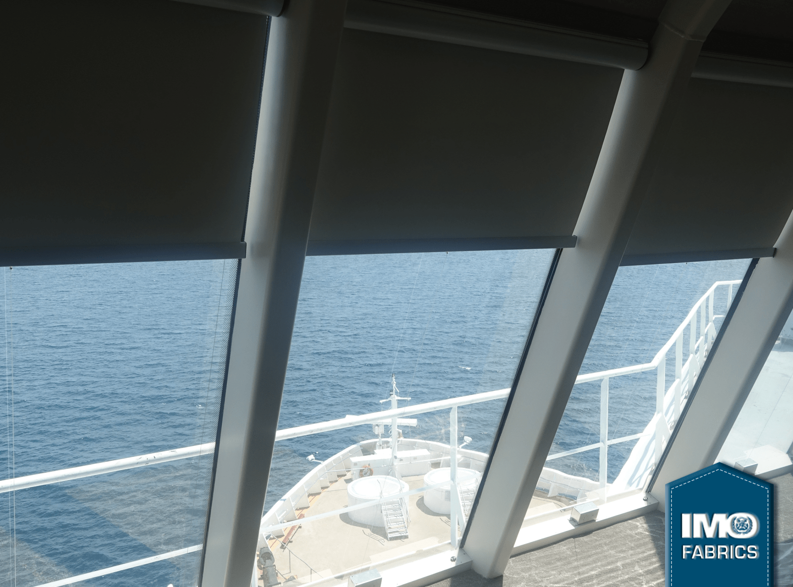 Solarglide Marine Blackout blinds display on ship
