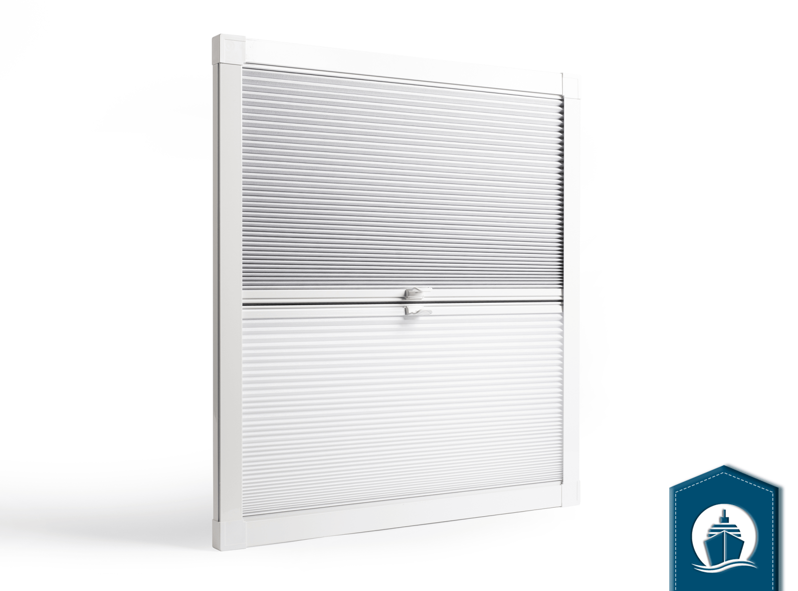 SOLARGLIDE pleated Hatch blinds product photography. Solarglide Limited © 2024