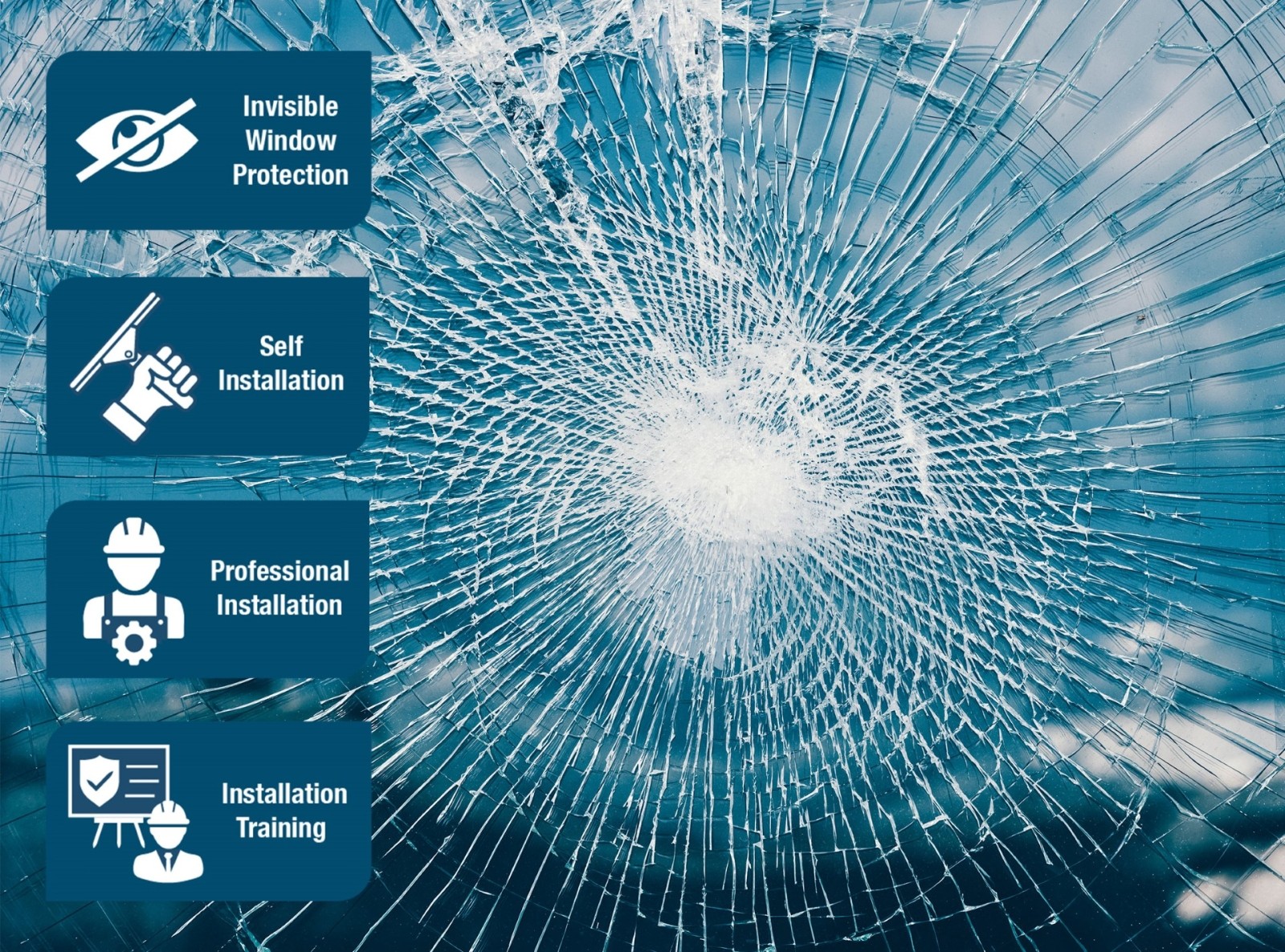 Solarglide Safety Film demonstrating onbaord fractured glass