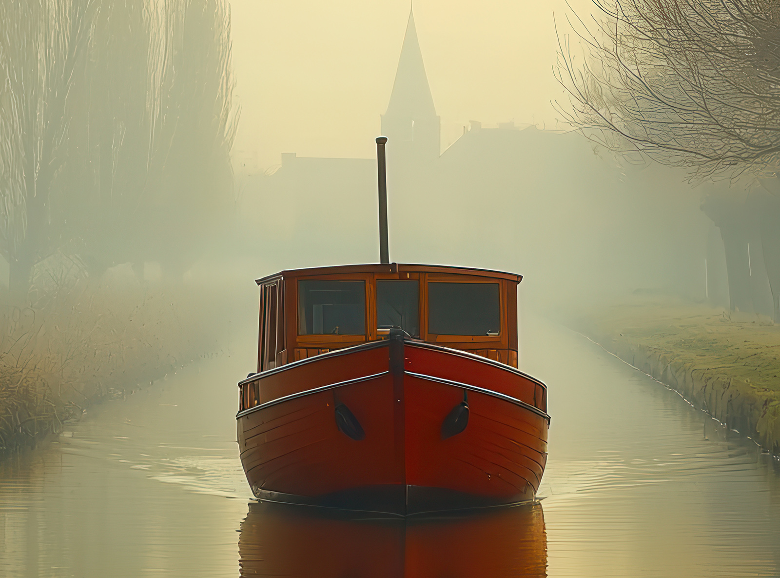 Canal boat with solarglide blinds